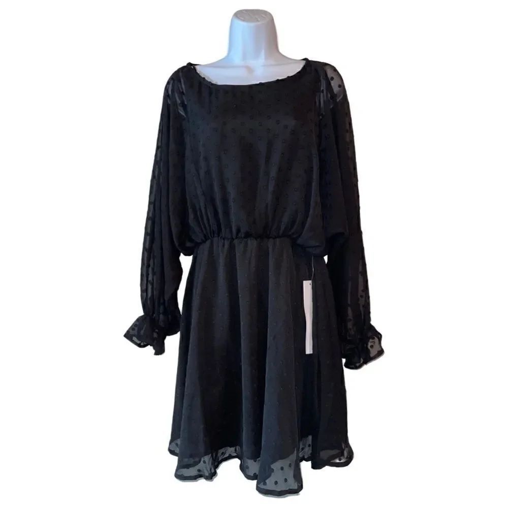 Urban Outfitters Lumiere Black Long Sleeve Swiss Dot
Dolman Dress Size Large